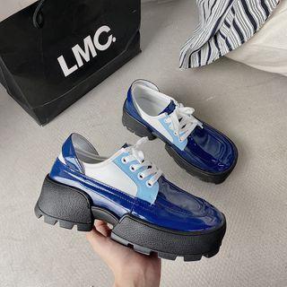 Platform Square-toe Lace-up Shoes