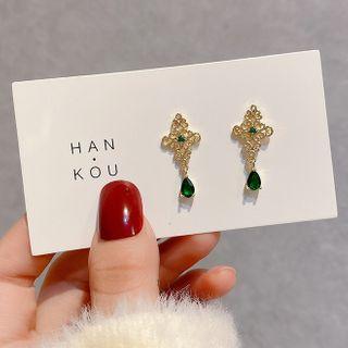 Rhinestone Alloy Cross Earring 1 Pair - E1574 - Gold - One Size