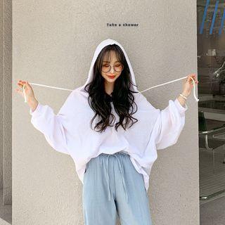 Half-placket Oversized Hoodie