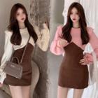 Two Tone Mini Sheath Sweatshirt Dress