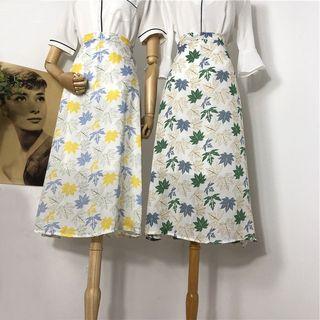 Tropical Print A-line Skirt