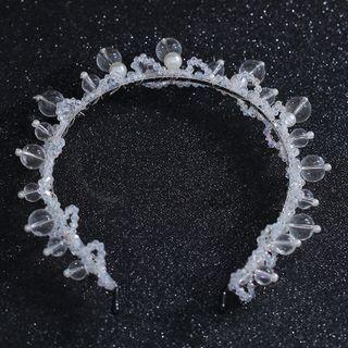 Wedding Faux Crystal Faux Pearl Headband White - One Size