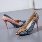 Snake Print Pointed High Heel Pumps