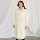 Single-breasted Faux-fur Coat Ivory - One Size