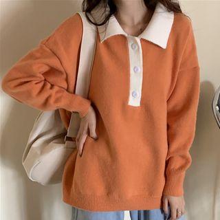 Contrast-color Polo Sweater