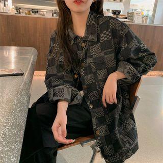 Checkered Denim Shirt Gray - One Size