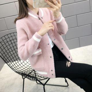 Printed Button Fluffy Coat