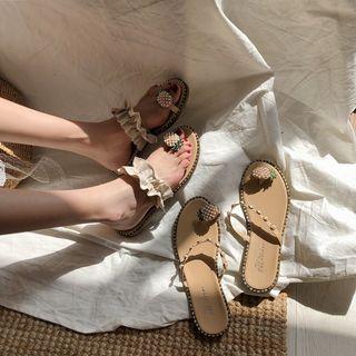 Pineapple Toe Loop Slide Sandals