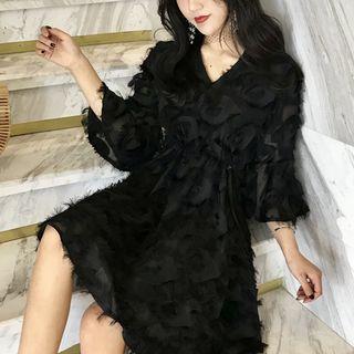 Fringed 3/4 Sleeve Dress