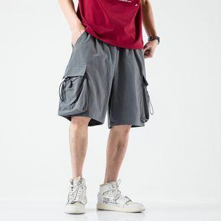 Drawstring High-waist Cargo Shorts