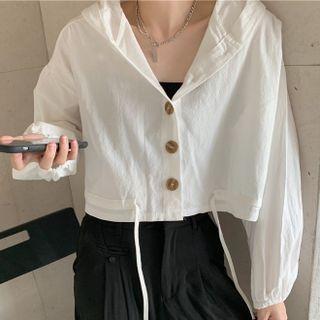 Drawstring Crop Shirt Jacke