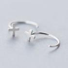Sterling Silver Cross Ear Cuff 1 Pair - Silver - One Size