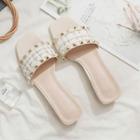 Studded Tweed Chunky-heel Slide Sandals