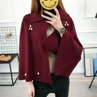 Faux Pearl Knit Cape