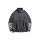 Mock Twp-piece Striped Panel Pullover