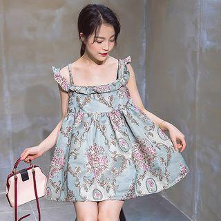Flower Jacquard Sleeveless A-line Dress