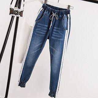Striped Drawstring Jeans