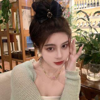 Bow Fabric Hair Clip 1pc - Black - One Size
