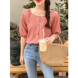Two-way Gingham Blouse