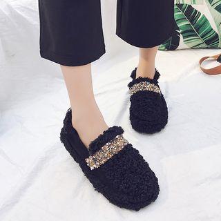 Fleece-panel Moccasin Flats