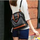 Faux Leather Two Tone Backpack