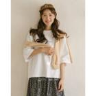 Around Me Embroidered Elbow-sleeve T-shirt
