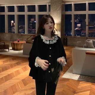 Lace Trim Single-breasted Jacket