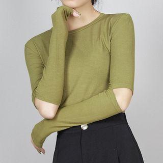 Elbow-cutout Knit Top