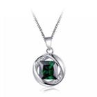 925 Sterling Silver May Birthday Stone Pendant With Green Cubic Zircon And Necklace