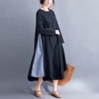 Long-sleeve Paneled Midi T-shirt Dress