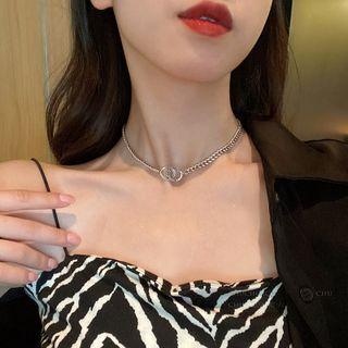 Interlocking Hoop Alloy Choker Silver - One Size