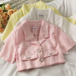 Checker Lapel Crop Shirt