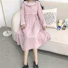 Mock Two-piece Sailor Collar Long-sleeve Midi Dress