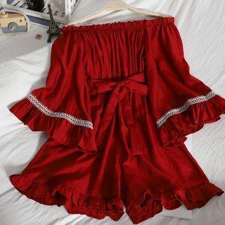 Flare-sleeve Wide-leg Playsuit