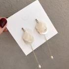 Faux Pearl Shell Disc Fringed Earring 1 Pair - Gold & White - One Size
