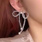 Bow Drop Earring 0875a - 1 Pair - Silver Needle - Transparent - One Size