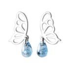 925 Sterling Silver Butterfly Faux Crystal Dangle Earring 1 Pair - S925 Sterling Silver - One Size