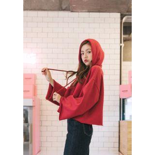 Wide-sleeve Fray-edge Hoodie
