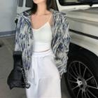 Striped Jacket / Plain Cropped Camisole Top
