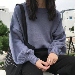 Crewneck Balloon-sleeve Loose-fit Sweater