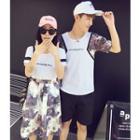 Set: Couple T-shirt + Printed Skirt / Printed-panel T-shirt