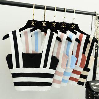 Two Tone Cropped Knit Tank Top