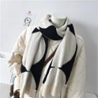 Couple Matching Two Tone Knit Scarf Beige - One Size