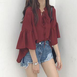 Oversized Bell-sleeve Chiffon Shirt