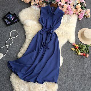 Sleeveless Maxi A-line Shirtdress