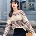 Printed Sweater / A-line Knit Skirt