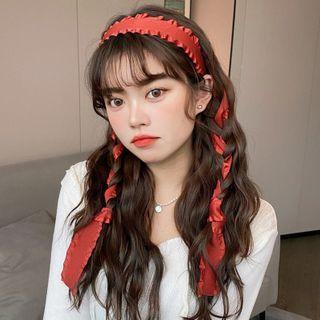 Ruffle Trim Fabric Headband 01# - Red - One Size