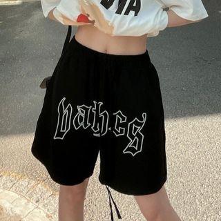 Drawstring Waist Letter Print Shorts