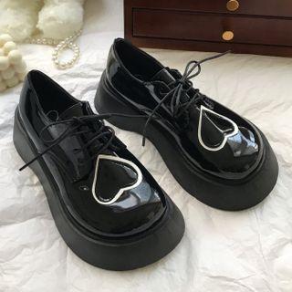 Heart Print Platform Mary Jane Shoes
