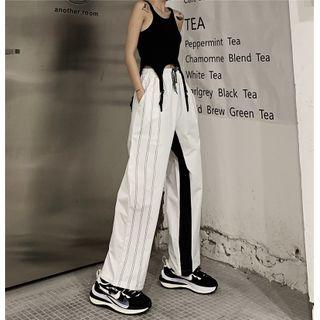 Strappy Tank Top / Contrast Trim Wide-leg Pants